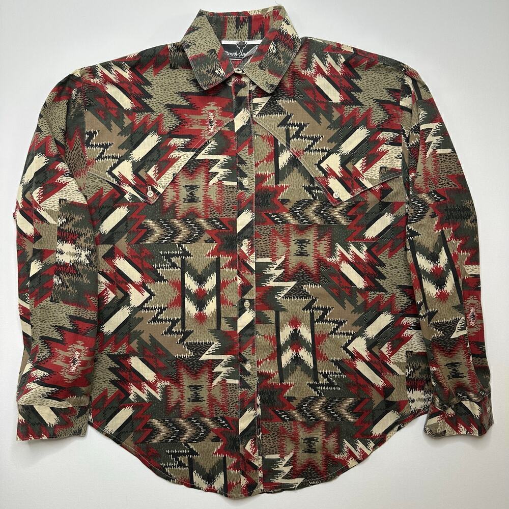 Vintage 1980’s Western Button Front Shirt in Native American Print